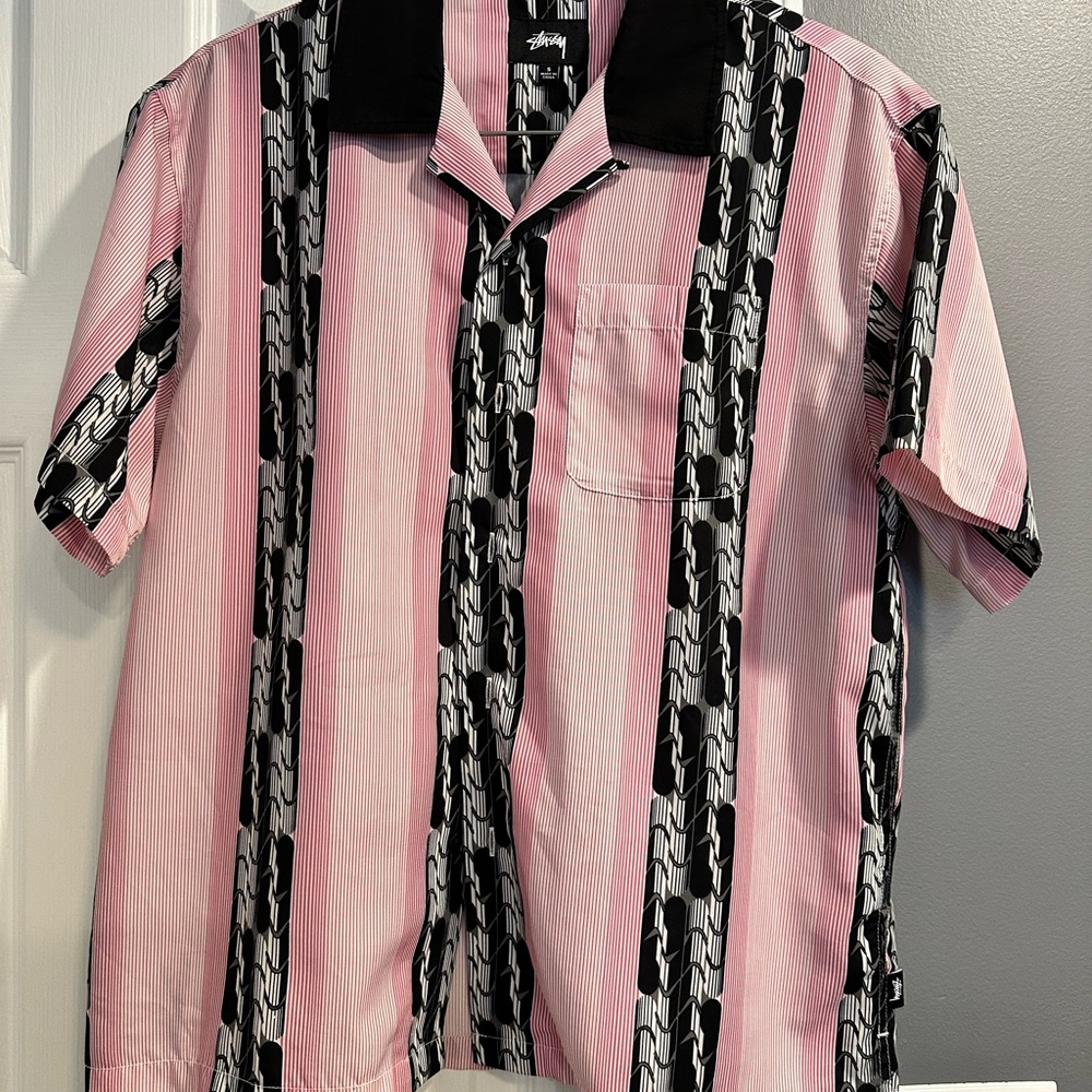 Stylish Pink and Black STUSSY Men's Shirt